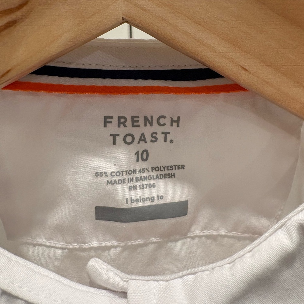 French Toast White Short-Sleeve Shirt with Contrasting Collar Trim - Picture 2 of 3